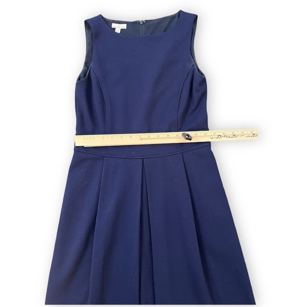 LL Bean Signature Ponte Dress Women 4 Blue Pleated A Line Midi Dress Read *item* - Picture 6 of 13